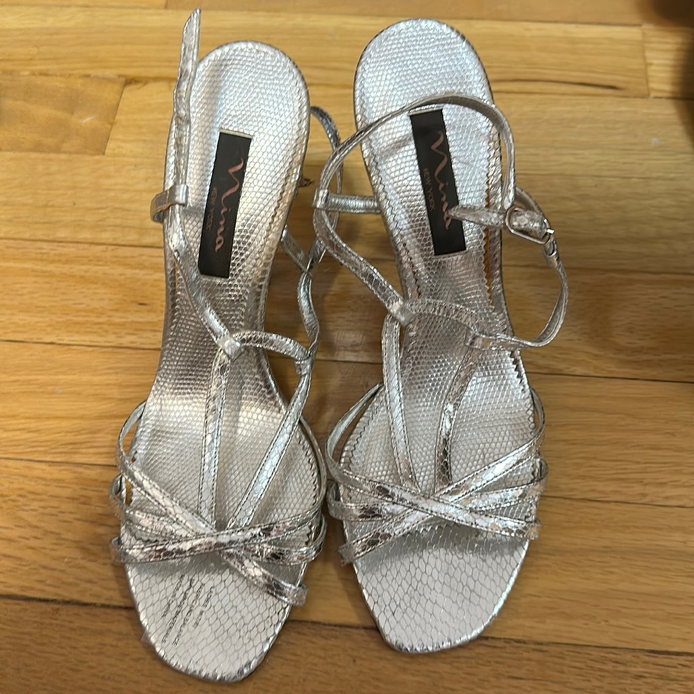 Nina Silver Strappy Heels